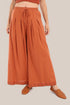 Embroidered wide leg pants with short lining